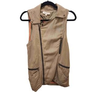 Urban Outfitters Chandi & Lia Womens Size XS‎ Linen Blend Zip Front Vest Tan